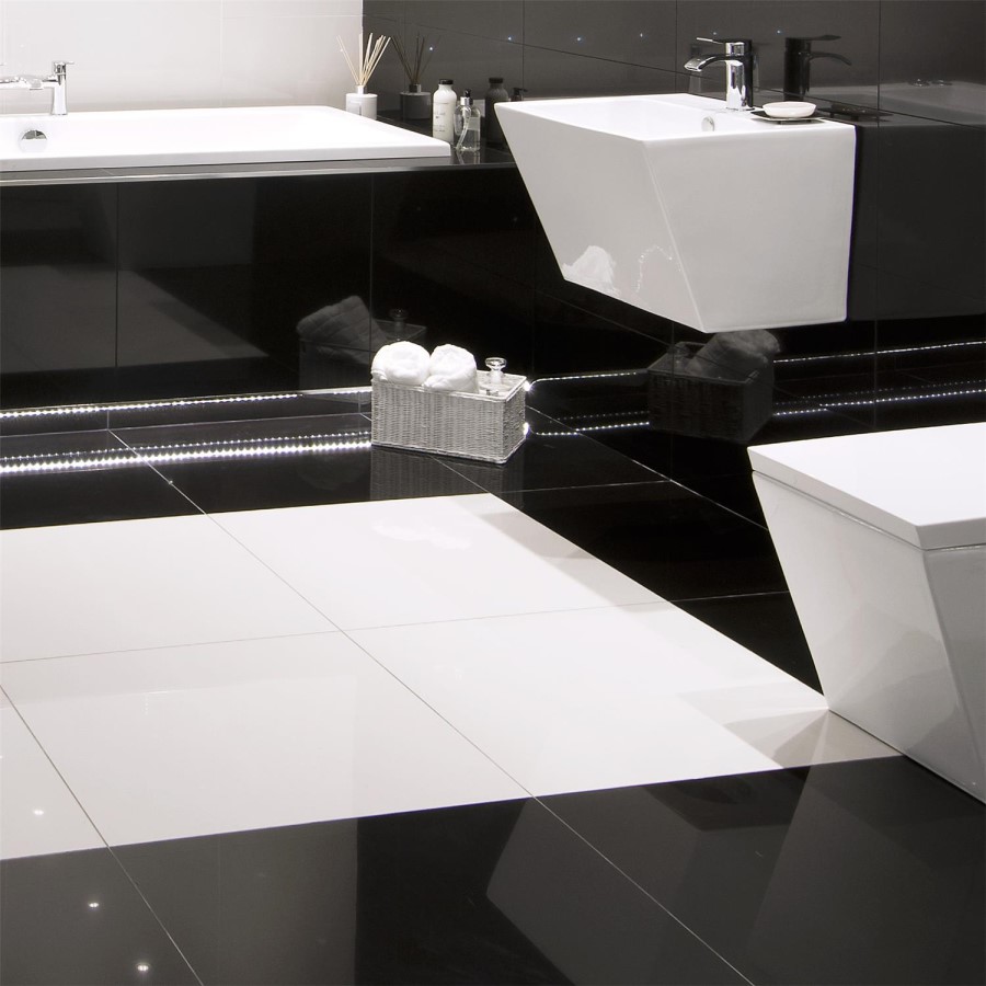 Absolute Black Polished Porcelain Wall/Floor Tile box of 4