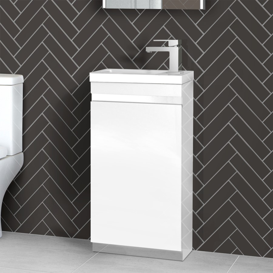 420mm Vanity Basin Unit - White Single Door Unit - Vigo Range