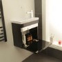 420mm Wall Hung Vanity Basin Unit - Black Single Door Storage - Vigo Range