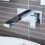 GRADE A2 - Wall Mounted Chrome Basin Mixer Tap - Cube
