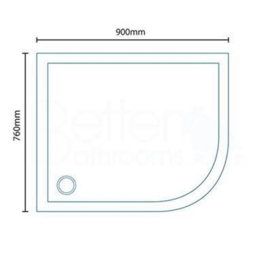 Offset Quadrant Right Hand Low Profile Shower Tray 900 x 760mm - Ultralite