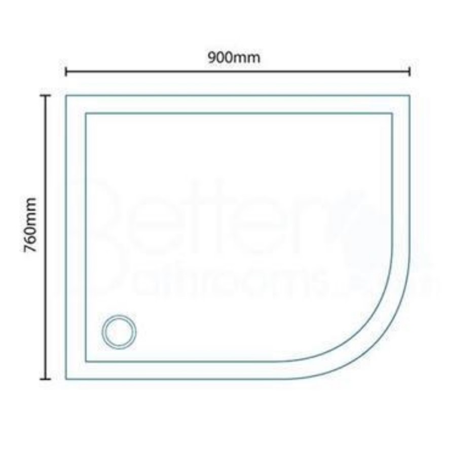 Offset Quadrant Right Hand Low Profile Shower Tray 900 x 760mm