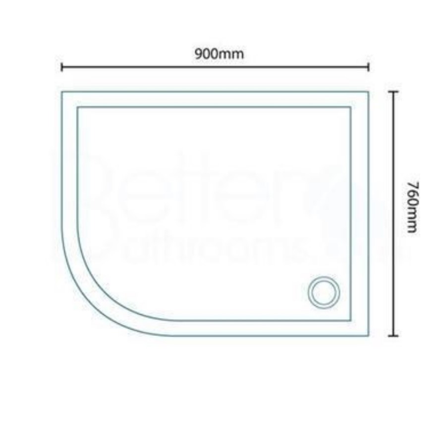 Left Hand Offset Quadrant Low Profile Shower Tray - 900 x 760mm - Ultralite