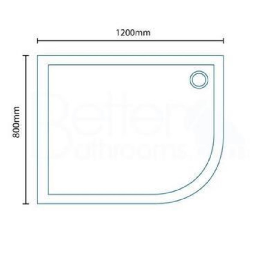Offset Quadrant Right Hand Low Profile Shower Tray 1200 x 800mm - Ultralite