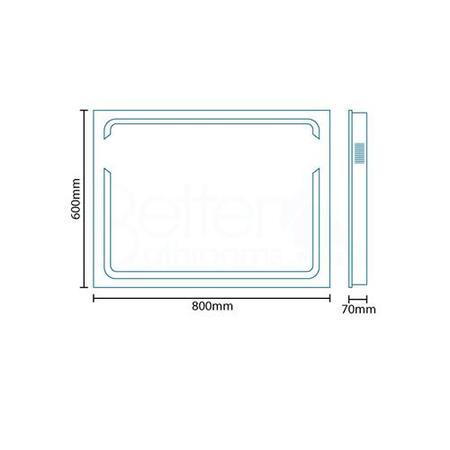 Stereophonic Illuminated LED Audio Mirror 600(H) 800(W) 70(D)
