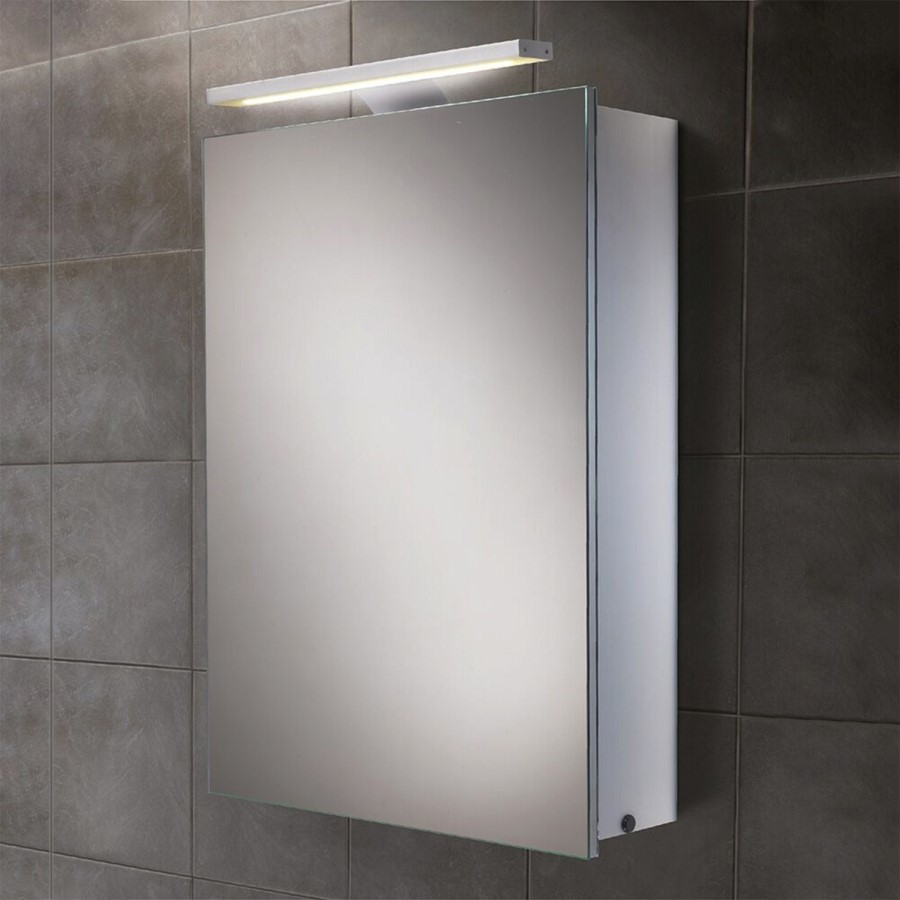500mm Wall Hung Mirrored Cabinet - Illuminated LED Bathroom Storage - Galaxy Range
