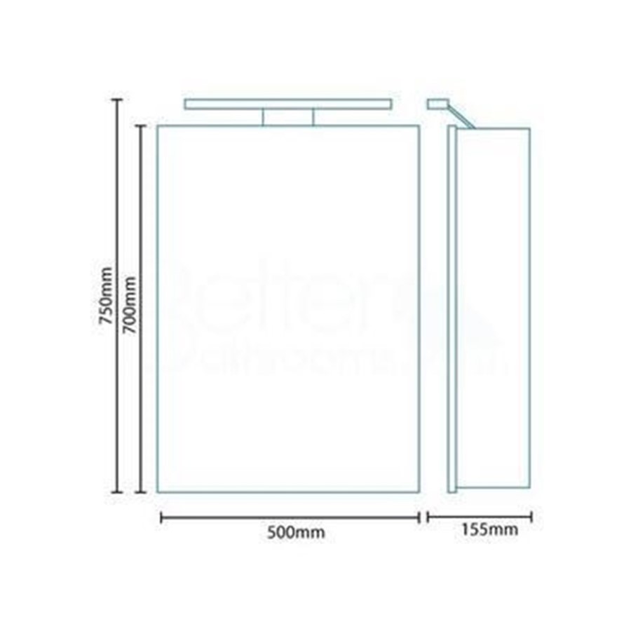 500mm Wall Hung Mirrored Cabinet - Illuminated LED Bathroom Storage - Galaxy Range