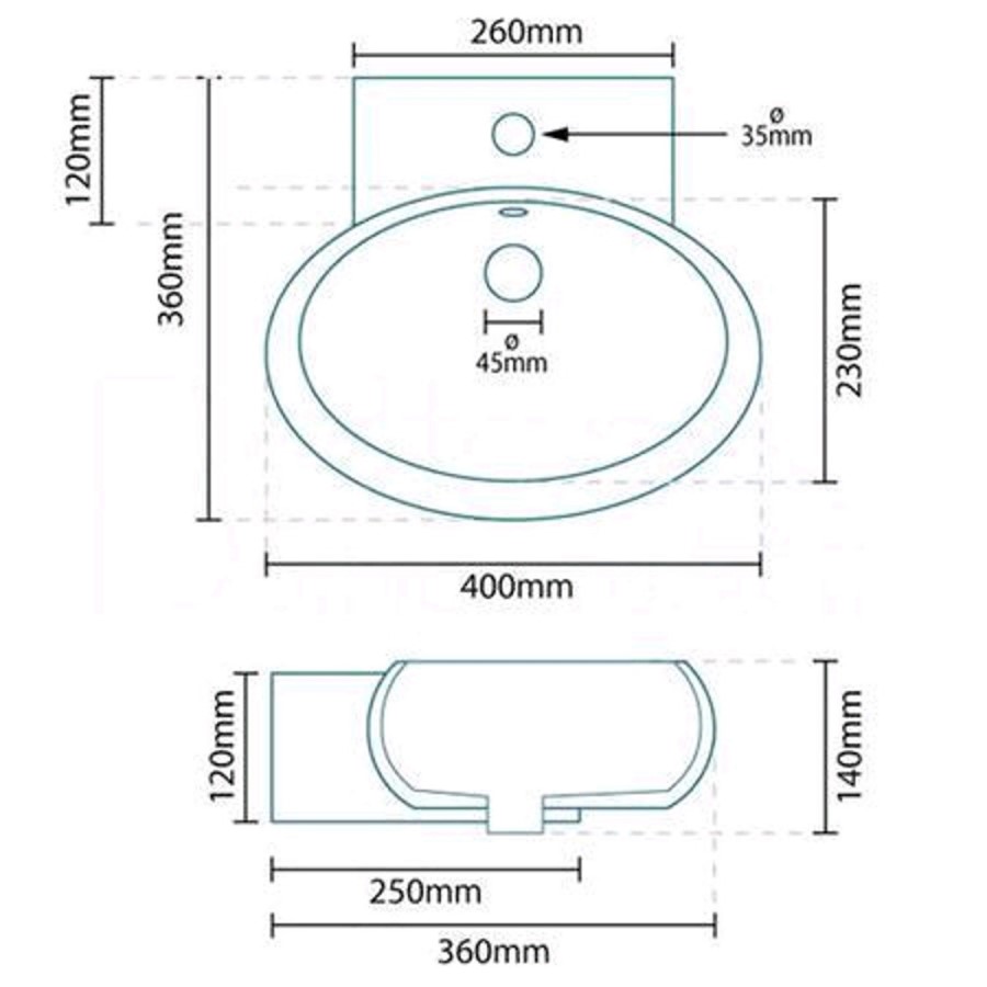 Wall Hung Cloakroom Basin - Paolo Range