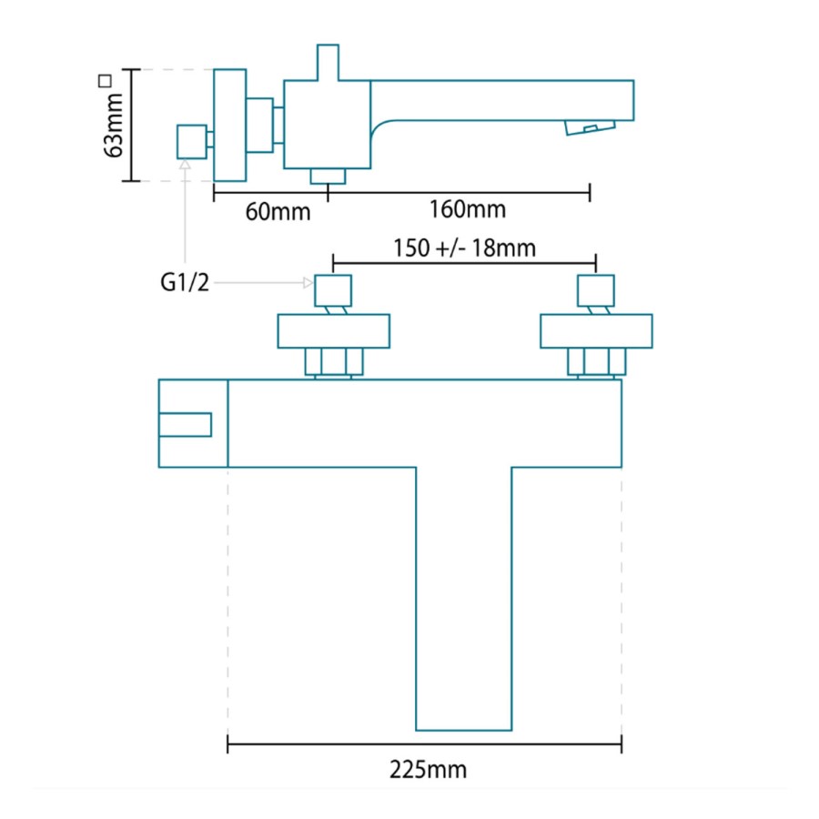 GRADE A1 - Euphoria Premium Wall Mounted Bath Shower Mixer 