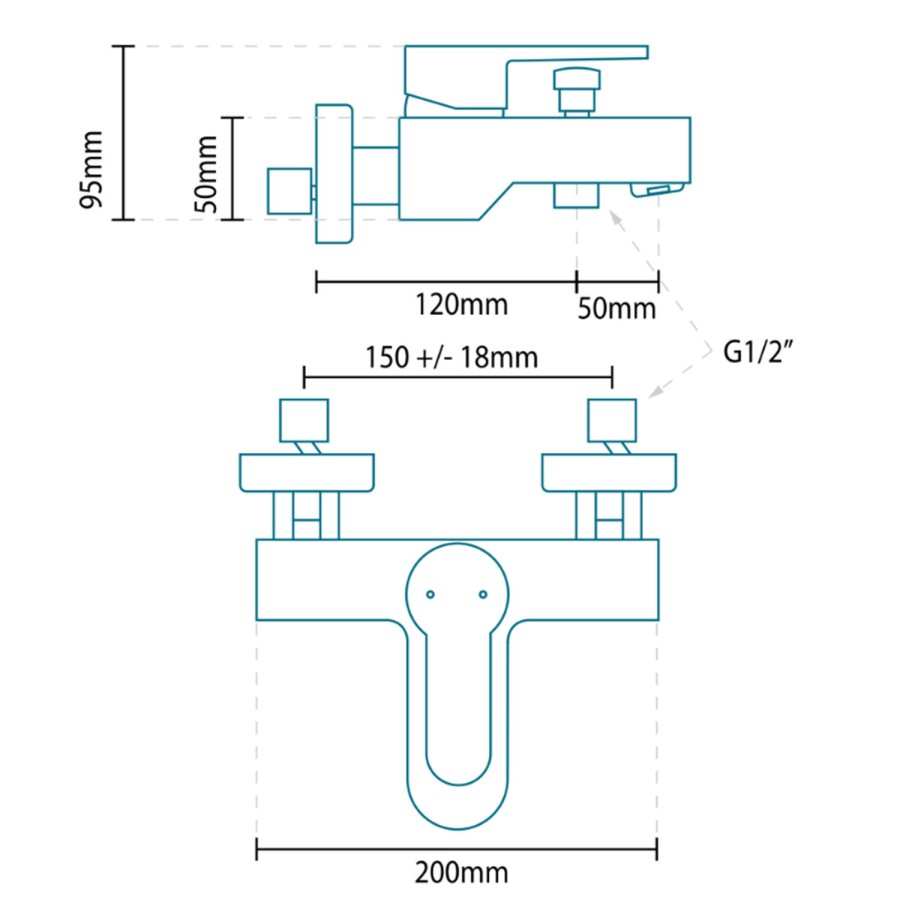 Annabella Wall Mounted Bath Shower Mixer Tap