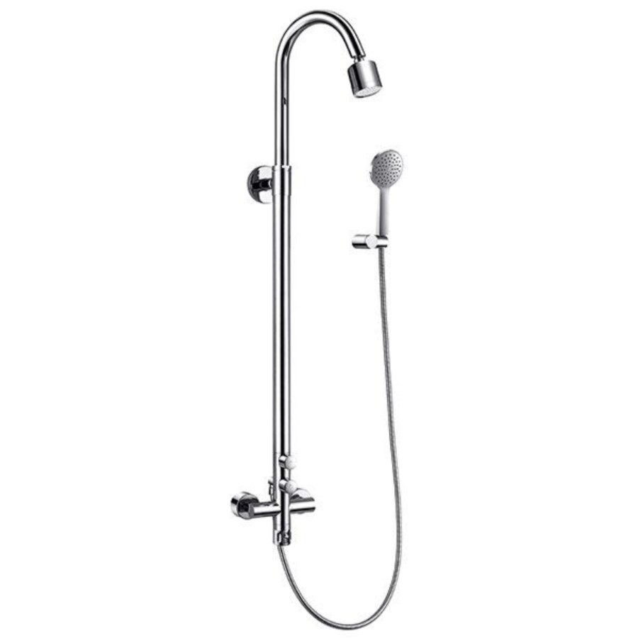 GRADE A1 - Premium Rigid Riser Shower Rail Kit with Dual Valve - Leiro Range