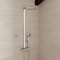 Montroc Premium Rigid Riser Shower Rail Kit with Dual Valve 