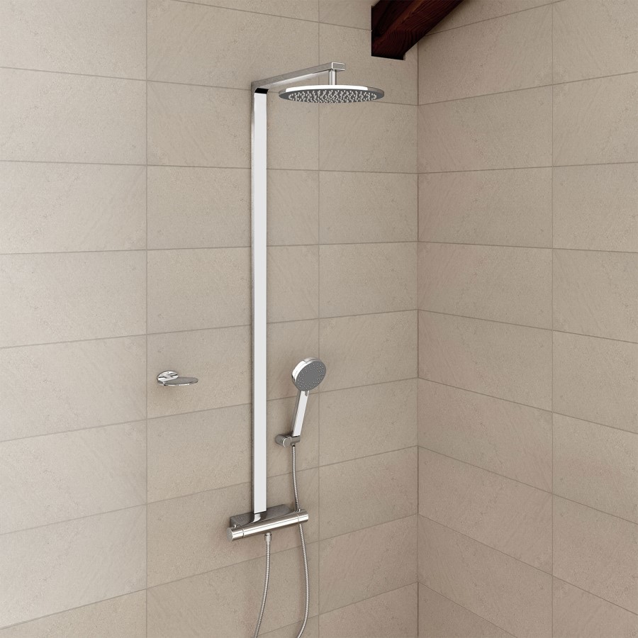 Montroc Premium Rigid Riser Shower Rail Kit with Dual Valve 