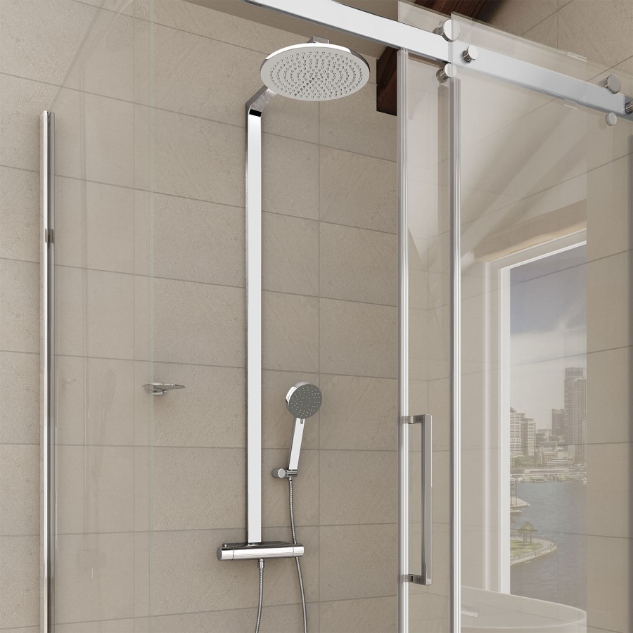 Montroc Premium Rigid Riser Shower Rail Kit with Dual Valve 