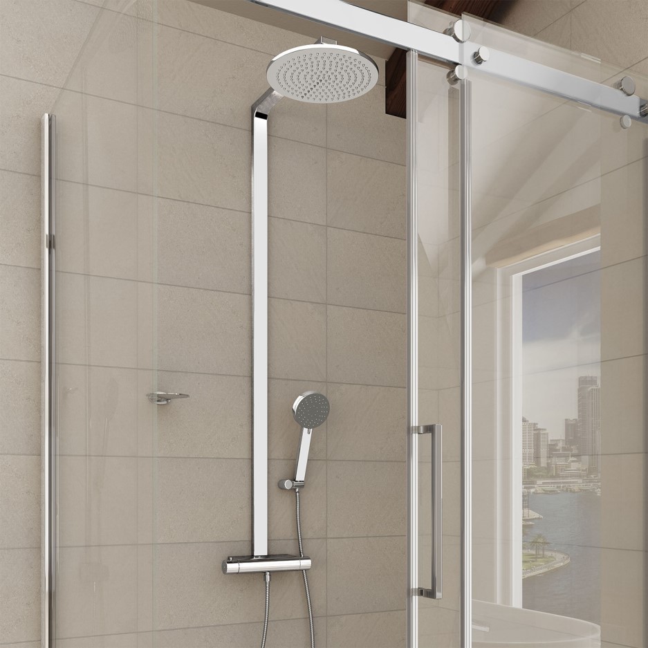 Montroc Premium Rigid Riser Shower Rail Kit with Dual Valve Better Bathrooms