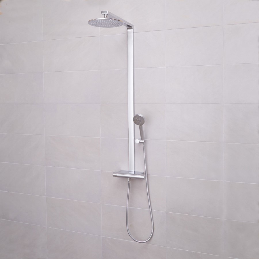 Montroc Premium Rigid Riser Shower Rail Kit with Dual Valve 