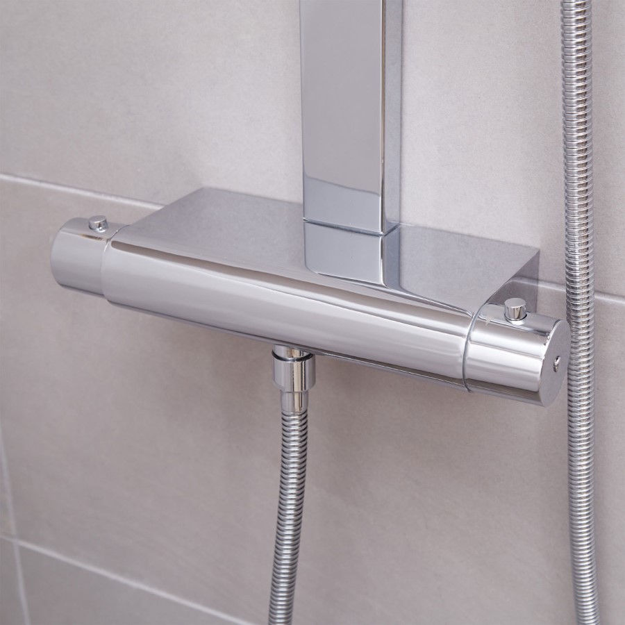 Montroc Premium Rigid Riser Shower Rail Kit with Dual Valve 