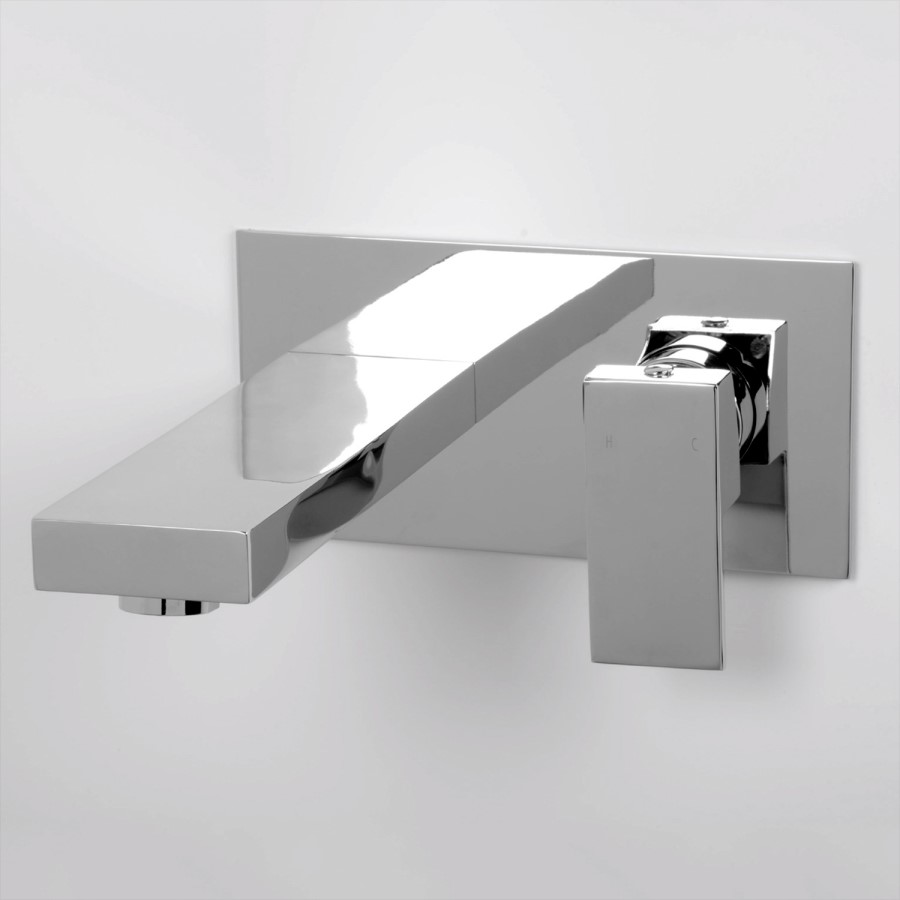 Chrome Wall Mounted Bath Mixer Tap - Cube