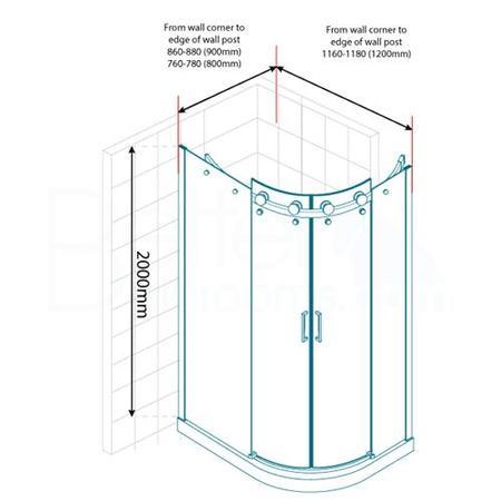 Aquafloe Elite II 8mm 1200 x 900 Frameless Left Hand Offset Quadrant Enclosure