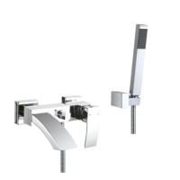 Chrome Wall Mounted Bath Shower Mixer Tap - Wave Chrome Wall Mounted Bath Shower Mixer Tap - Wave