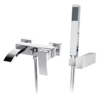 GRADE A2 - Chrome Wall Mounted Bath Shower Mixer Tap - Wave