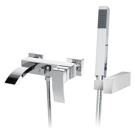 GRADE A2 - Chrome Wall Mounted Bath Shower Mixer Tap - Wave