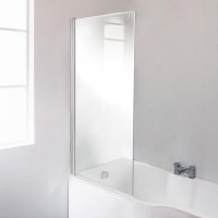 GRADE A1 - Fixed Bath Shower Screen with Straight Top - H1435 x W821mm