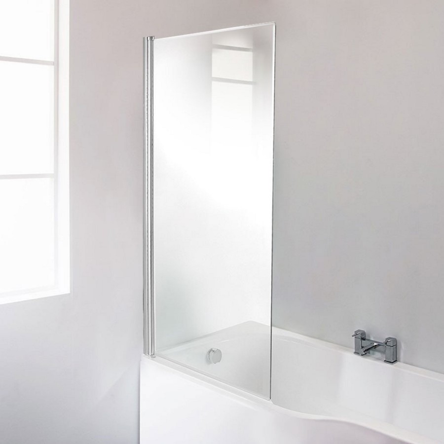 GRADE A1 - Fixed Bath Shower Screen with Straight Top - H1435 x W821mm