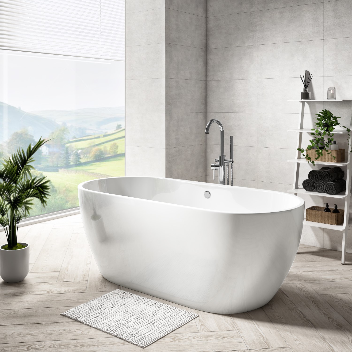 Freestanding Double Ended Bath 1550 X, Stand Alone Bathtub Sizes