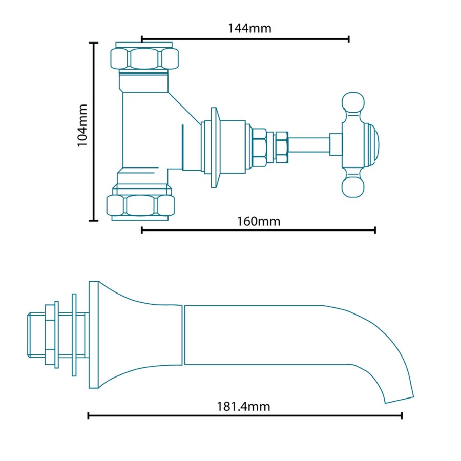 GRADE A1 - Park Royal Traditional Wall Mounted Bath Spout Tap