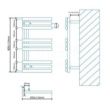 Finesse Designer 800 x 450mm Chrome Heated Towel Rail