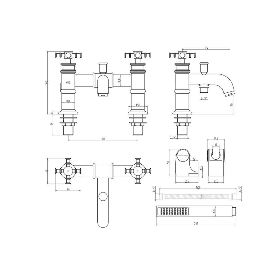 Deluxe Bath Shower Mixer - Glenham Range