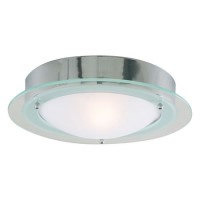 Chrome Flush Ceiling Light With Frosted Glass  Chrome Flush Ceiling Light With Frosted Glass