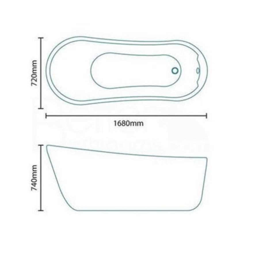 GRADE A1 - Design Freestanding Slipper Bath - L1680 x W720mm