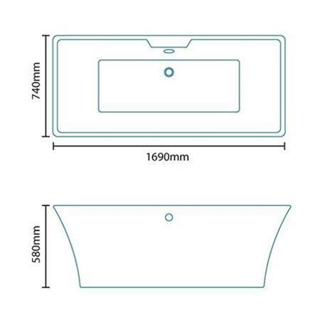 GRADE A1 - Seattle Luxury Freestanding Double Ended Bath - L1690 x W740mm