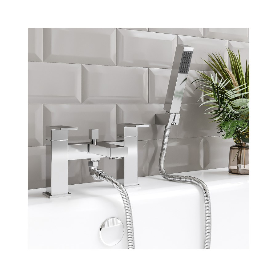 Chrome Bath Shower Mixer Tap - Cube