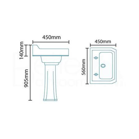 Park Royal 560mm Two Tap Hole Basin & Pedestal