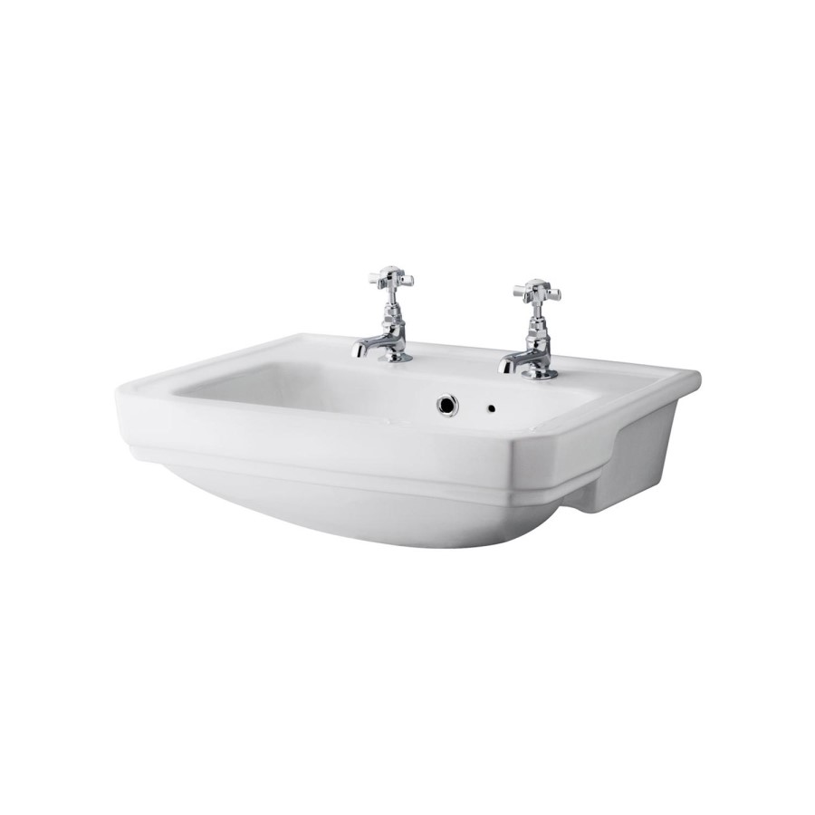 Carlton 560mm Semi Recessed Basin 2 Tap Holes