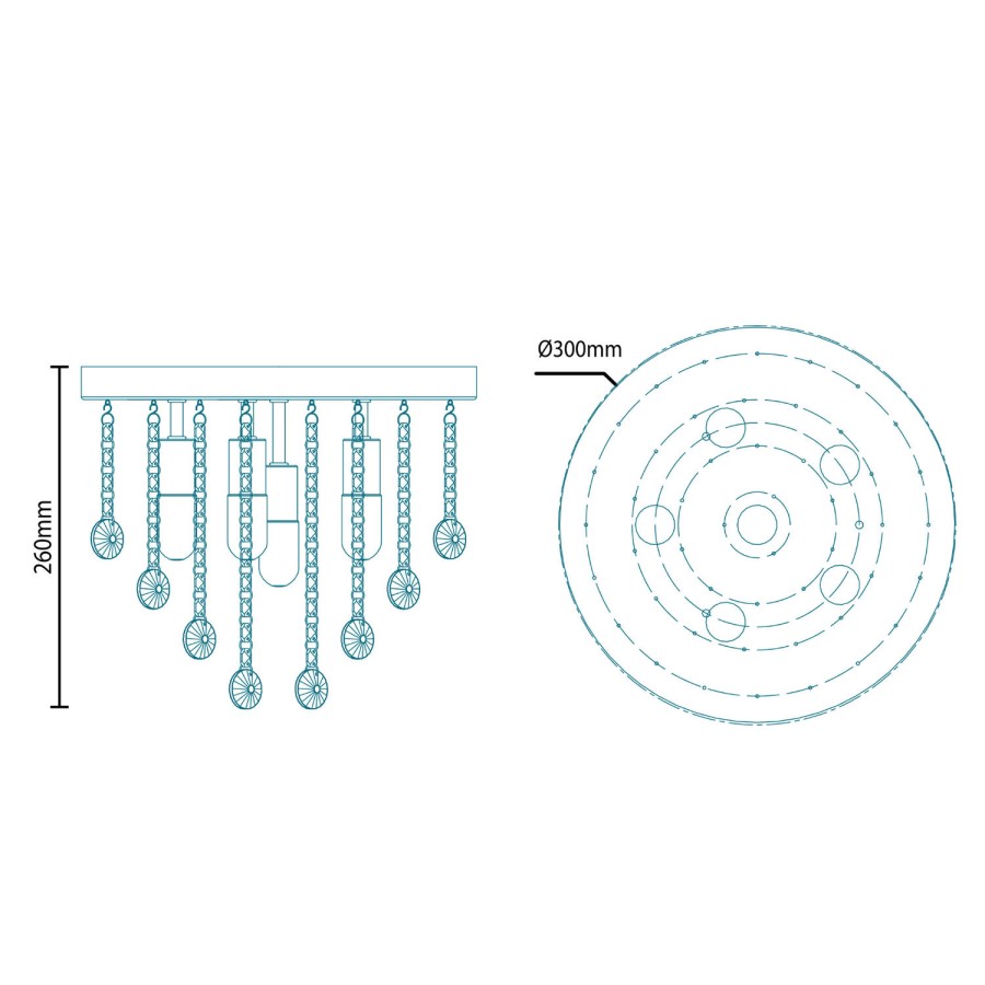 Ohio Iris Medium Clear Crystal Flush Ceiling Light