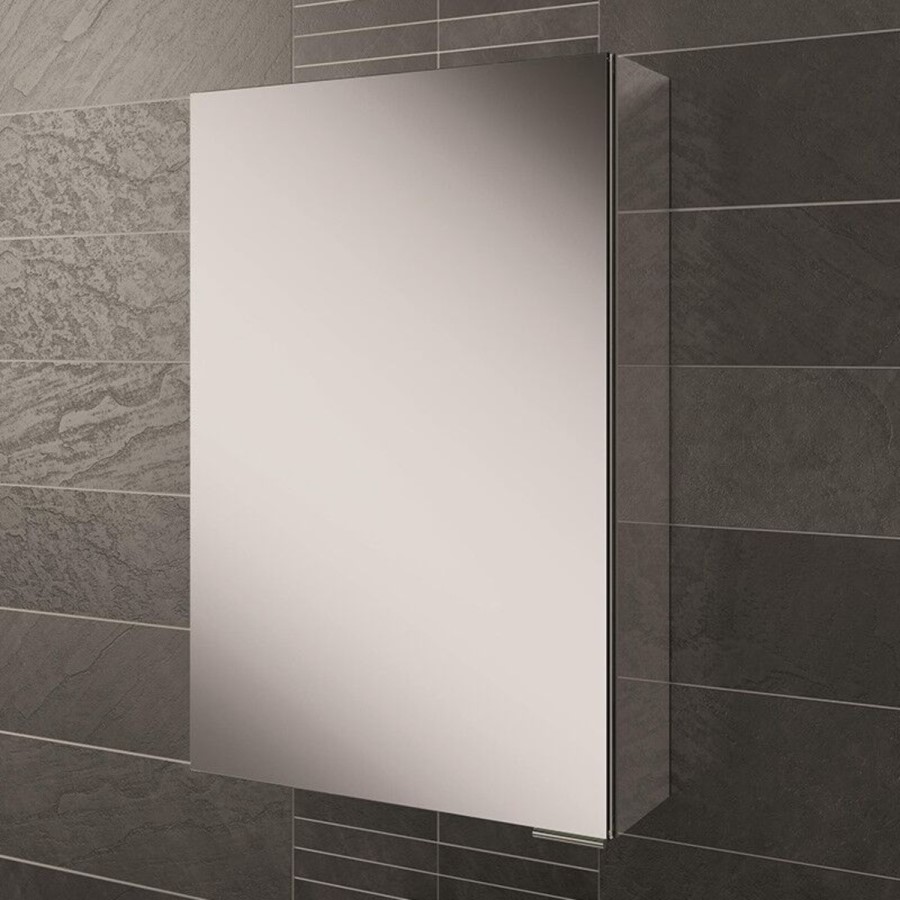 600mm Wall Hung Mirrored Cabinet - Single Door Bathroom Storage - Ariel Range