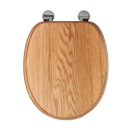 Sit Tight Bloomfield Solid Oak Toilet Seat with Chrome Hinges