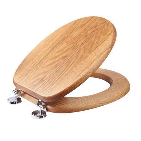 Sit Tight Bloomfield Solid Oak Toilet Seat with Chrome Hinges