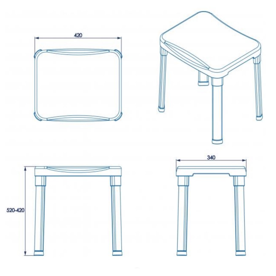 White Adjustable Height Shower Stool - Croydex
