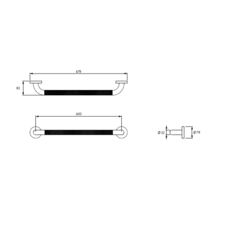 GRADE A1 - Stainless Steel Grab Bar with Anti-Slip Grip 680mm