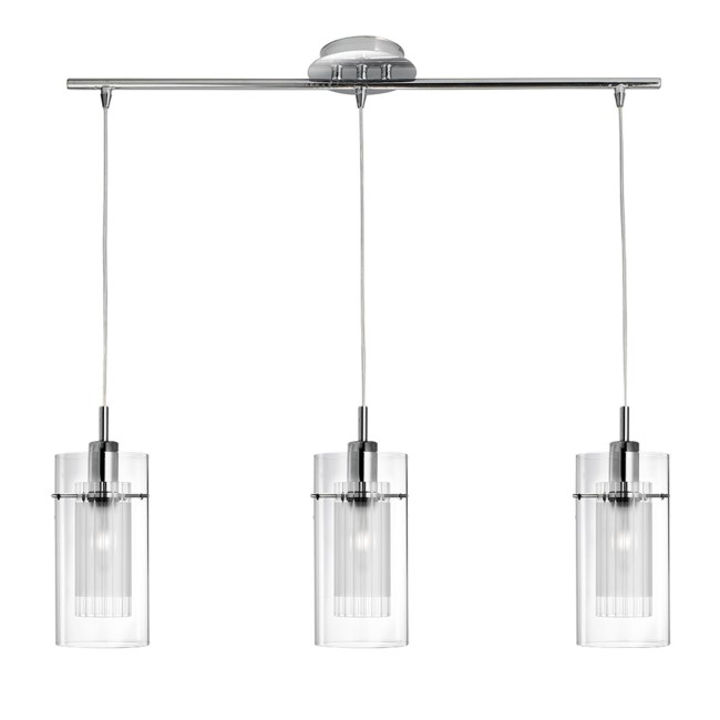 Satin Silver Frosted Glass 3 Pendant Bar Ceiling Light 