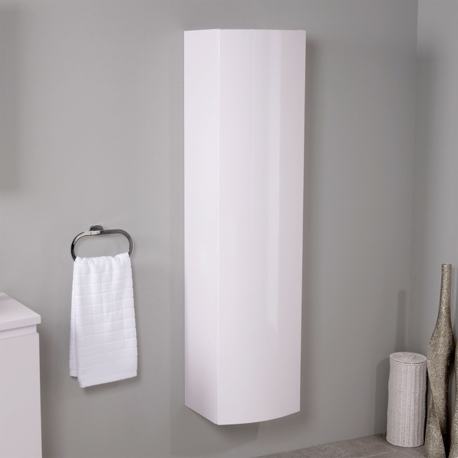 400mm Wall Hung Single Door Bathroom Storage Unit White - Voss