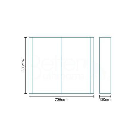 750mm Wall Hung Mirrored Cabinet - Double Door Unit -  Voss™ Range