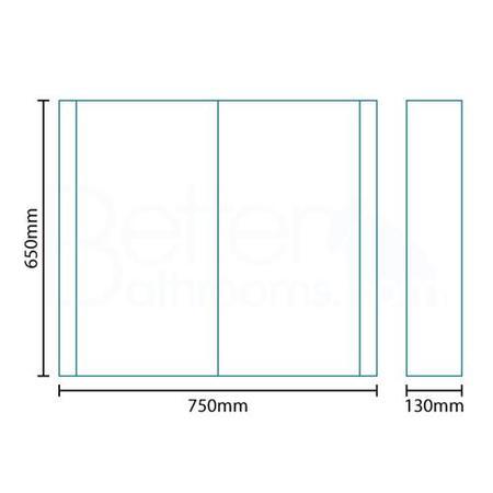 750mm Wall Hung Mirrored Cabinet - Double Door Unit -  Voss™ Range