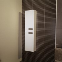 Aspen 1400mm Wall Hung Bathroom Storage Unit - White Double Door Left Hand