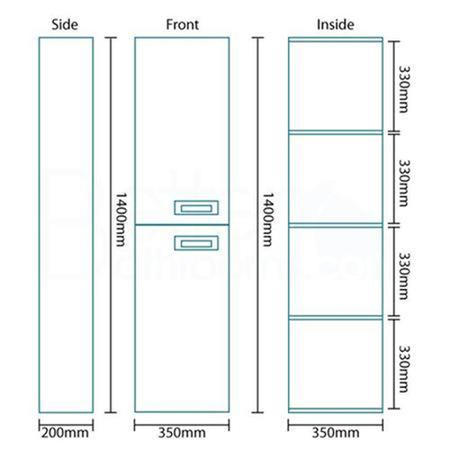 Aspen 1400mm Wall Hung Bathroom Storage Unit - White Double Door Left Hand